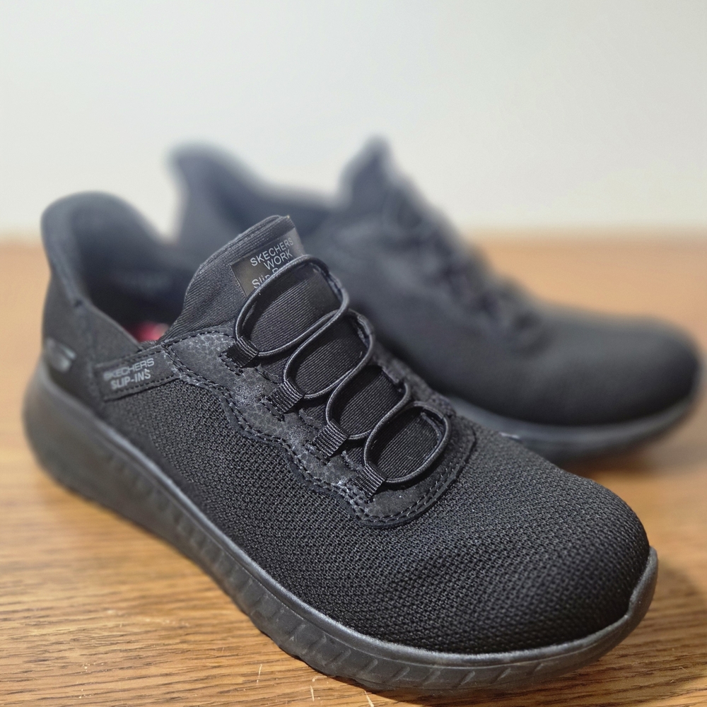 Skechers Womens Black Slip-On Non Slip Work Shoes